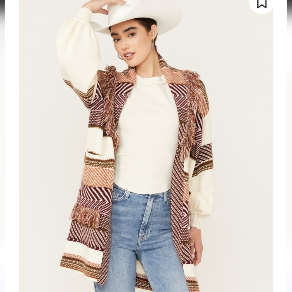 Shyanne Women's Striped Fringe Western Cardigan Brand New